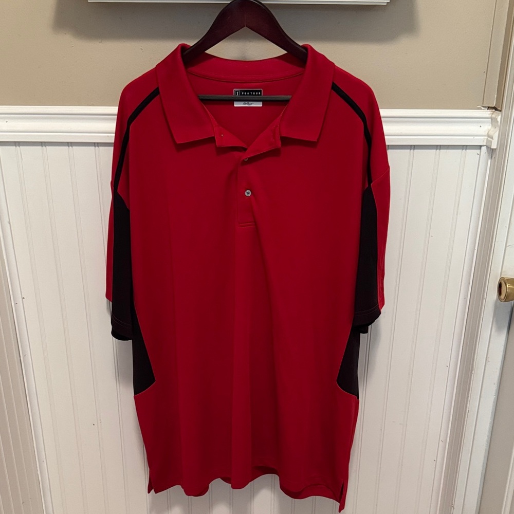 PGA Tour Bold Red and Black Polo